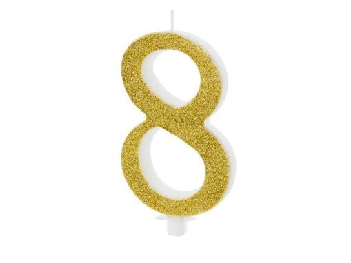 Picture of BIRTHDAY CANDLE GOLD TWIRL NUMBER 8